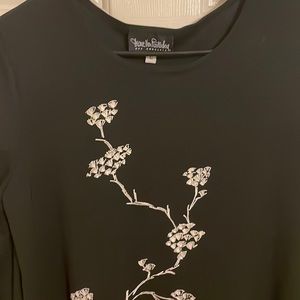 3/4 sleeve long black dress